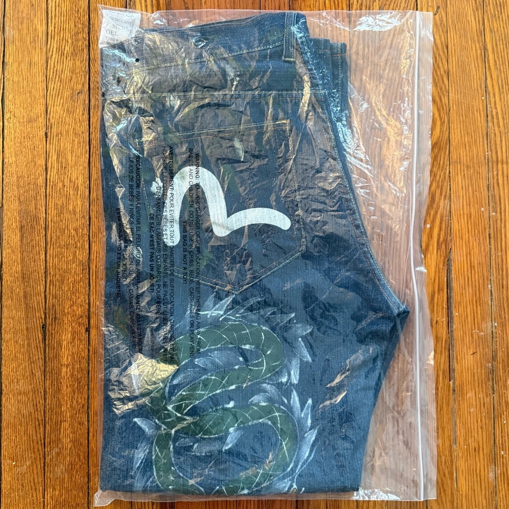 Y2K Evisu Dragon Koi Fish Hand Painted Vintage Denim Jeans - Picture 2 of 16